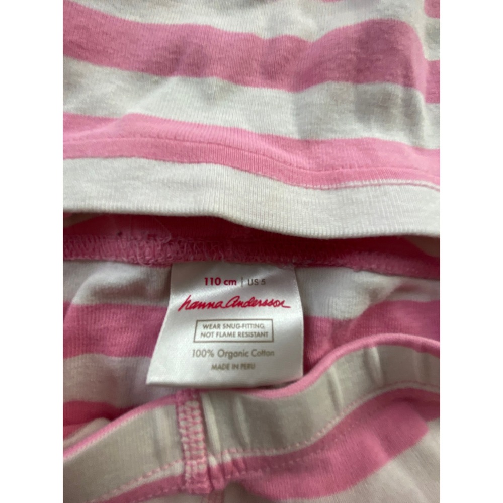 Hanna Andersson Kids Pink White Striped Organic Cotton Pajama Set Size 110 US 5 - Picture 5 of 6